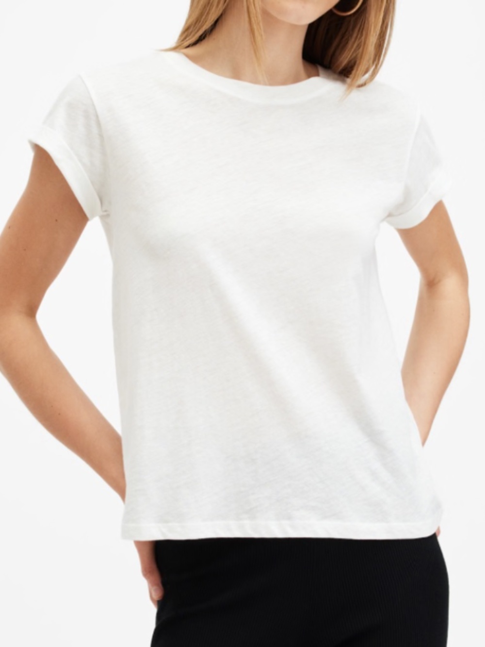 AllSaints | Anna Organic Cotton Cream Tee | XS | Relaxed Fit